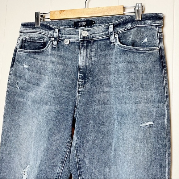 Hudson NWT Nico Straight Jeans 32 14 gray distressed rolled - Picture 3 of 14